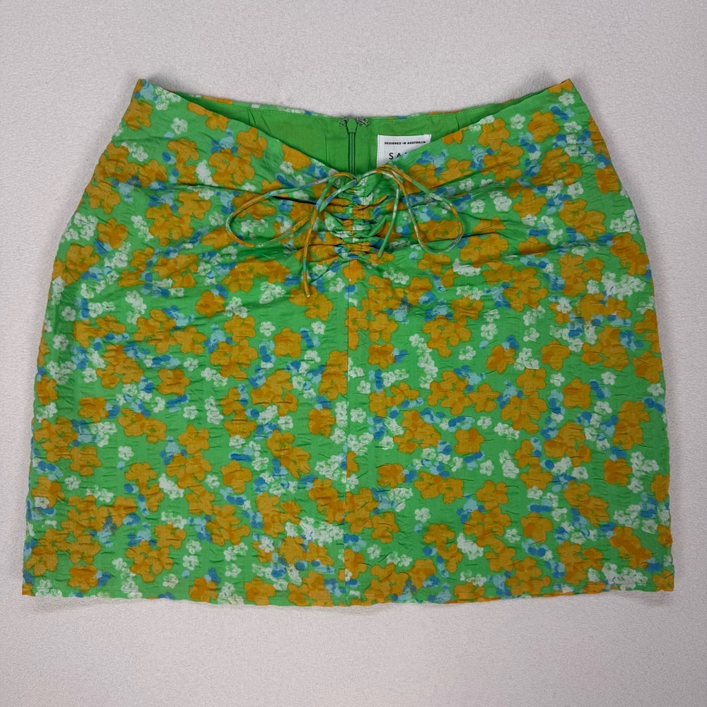 Sabo Lyla Draw Mini Skirt Green Floral